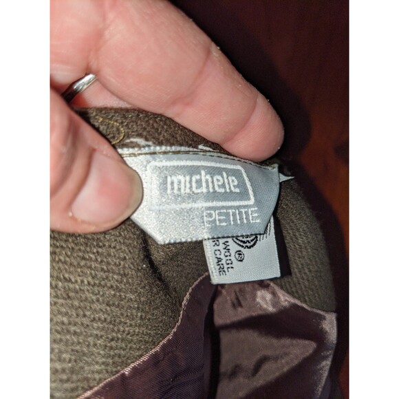 Michele VINTAGE 100% Wool Skirt Sz L Solid Lined Army Green Classic Office VTG - Picture 10 of 12